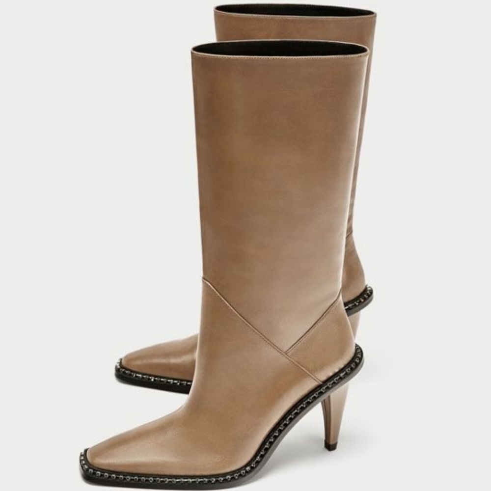 Zara Heeled Tan Leather Boots